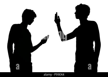 Silhouette Mann mit Handy, Stockfoto