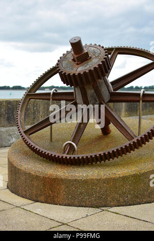 Einer Ankerwinsch auf Anzeige an Chichester Harbour, North Wales UK Stockfoto