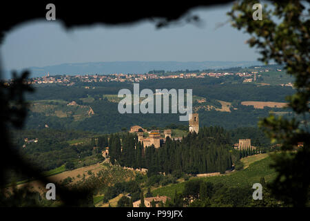 Badia a Passignano, Passignano, Toscana, Italien. Juni 2018 Badia di Passignano oder die Abtei von Passignano ist ein historischer Abtei in der Gemeinde TAVARNELLE Stockfoto