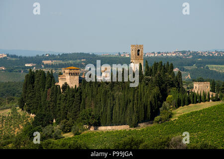 Badia a Passignano, Passignano, Toscana, Italien. Juni 2018 Badia di Passignano oder die Abtei von Passignano ist ein historischer Abtei in der Gemeinde TAVARNELLE Stockfoto