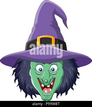 Cartoon Hexe Kopf auf weißem Hintergrund Stock Vektor