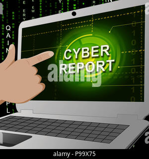 Cyber Bericht digitale Analytics Ergebnisse 3D-Abbildung zeigt, Cloud Computing oder virtuellen Netzwerk Analyse und Überprüfung Stockfoto