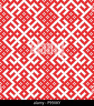 Nahtlose Muster auf traditionelle russische und slawische Ornament durch Quadrate beruhen. Stock Vektor