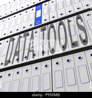 Big Data Tools Digital Toolbox 3D Rendering zeigt Mainframe Computing Management Verbesserung und Lagerung Stockfoto