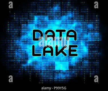 Daten See digitale Datacenter Cloud 2d-Abbildung zeigt Mainframe-supercomputer Lagerung von Bigdata komplexer Informationen Stockfoto