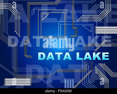 Daten See digitale Datacenter Cloud 2d-Abbildung zeigt Mainframe-supercomputer Lagerung von Bigdata komplexer Informationen Stockfoto