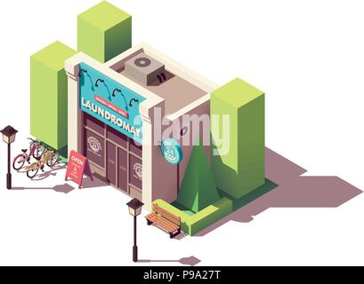 Vektor isometrische Waschsalon Stock Vektor
