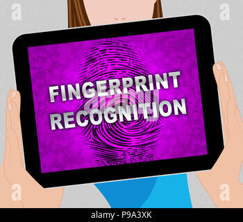 Fingerabdruckerkennung Online Sensor passieren 2d-Abbildung zeigt Smart Online Identität Berühren zu entsperren Überprüfung Stockfoto