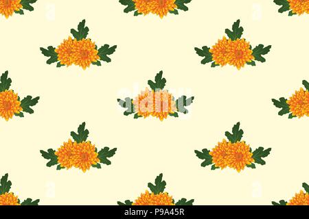 Gelbe Chrysantheme auf Elfenbein Beige Hintergrund. Vector Illustration. Stock Vektor