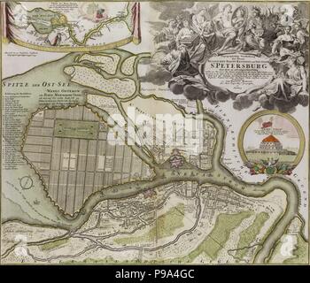 Karte von Petersburg (Sankt Petersburg Master Plan). Museum: Russische Nationale Bibliothek, St. Petersburg. Stockfoto