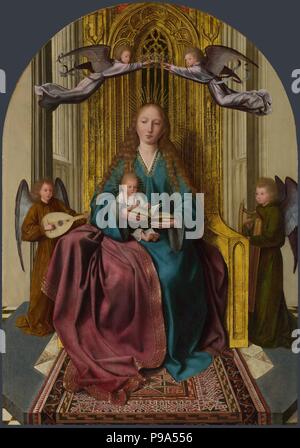 Die Jungfrau und Kind inthronisiert, mit vier Engeln. Museum: National Gallery, London. Stockfoto