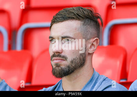 14. Juli 2018, Moor Lane, Salford, England; Pre-Saison freundlich, Salford FC v Barnsley FC; Tom Bradshaw Stockfoto