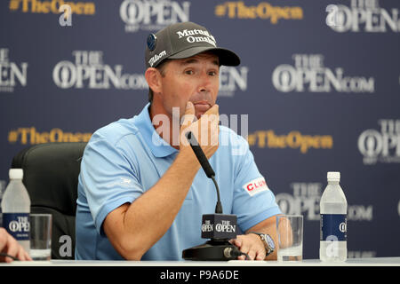 Padraig Harrington während einer Pressekonferenz am Vorschau Tag zwei der Open Championship 2018 in Carnoustie Golf Links, Angus. Stockfoto