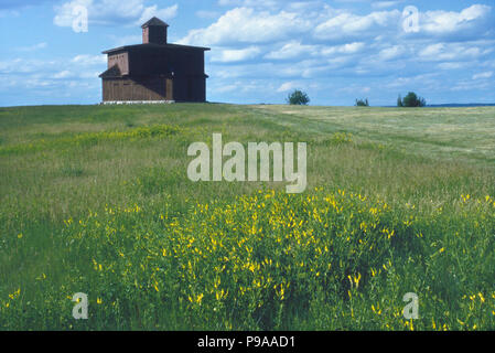 Fort McKeen Blockhaus Replik, umbenannt Fort Abraham Lincoln, während der indischen Kriege, North Dakota, 1870 gebaut. Foto Stockfoto