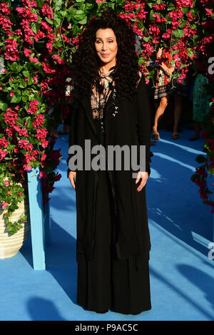 Cher die Teilnahme an der Premiere von Mamma Mia! Hier gehen wir wieder in den Eventim Hammersmith Apollo, London. Stockfoto