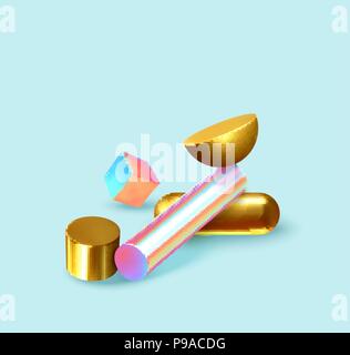 Kreatives Design, Plakat, Minimal Art trendige Vector Illustration. Zusammenfassung Hintergrund mit 3D-Formen. Muster mit geometrischen Figuren. Realistische isometri Stock Vektor