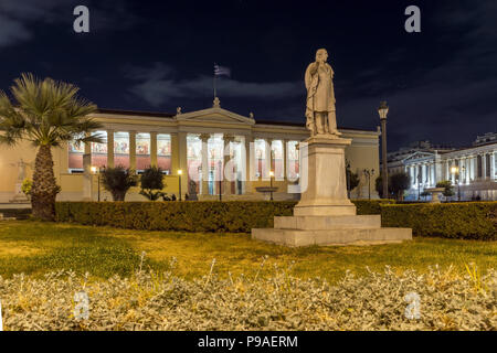 Nacht Panoramablick von der Universität von Athen, Attika, Griechenland Stockfoto