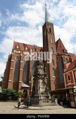 Kirche des Heiligen Kreuzes auf die Dominsel in Breslau, Schlesien, Polen, Europa 2018 Stockfoto