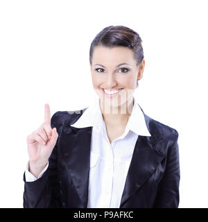 Closeup. lächelnd business Frau, Daumen hoch. Stockfoto