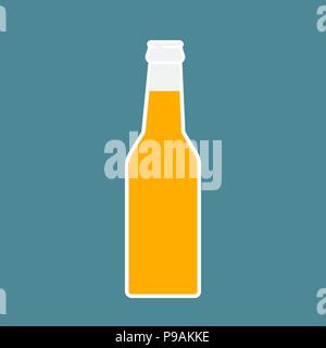 Bier Flasche Symbol. Mock up Glas Bier, Limonade saubere Flasche. Symbol Vorlage Logo. Isolierte Vector Illustration. Stock Vektor