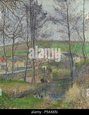 Die Ufer der Viosne in Osny in grauen Wetter. Museum: National Gallery von Victoria, Melbourne. Stockfoto