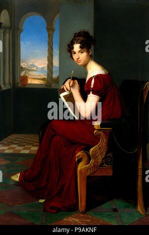 Junge Dame mit Zeichnung Utensilien. Museum: Staatliche Kunstsammlungen Dresden. Stockfoto