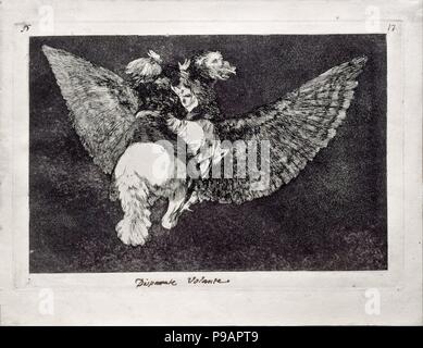 Flying Torheit (aus der Serie Los Disparates (Wahnsinn). Museum: Museo Lázaro Galdiano, Madrid. Stockfoto