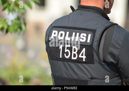 Helsinki, Finnland. 16. Juli 2018. Der US-amerikanische Präsident Donald Trump und der russische Präsident Wladimir Putin in Helsinki vor dem Gipfel von Helsinki 2018 Credit: S RB/Alamy leben Nachrichten Stockfoto