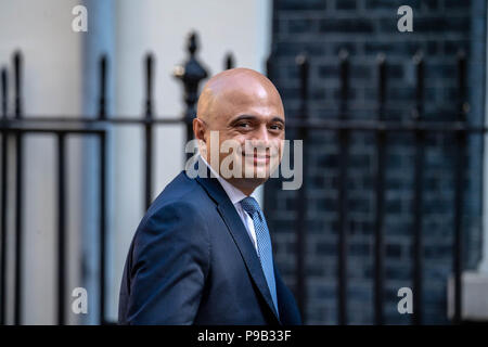 London, Großbritannien. 17. Juli 2018, Sajid Javid MP PC, Home Secretary in der Kabinettssitzung in Downing Street 10, London, UK ankommt. Kredit Ian Davidson/Alamy leben Nachrichten Stockfoto