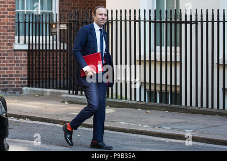 London, Großbritannien. 17. Juli 2018. Matt Hancock MP, Staatssekretär für Gesundheit und Soziales, kommt an 10 Downing Street für die letzte Sitzung vor der Sommerpause. Credit: Mark Kerrison/Alamy leben Nachrichten Stockfoto