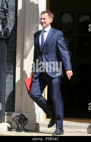 Downing Street. London. UK vom 17. Juli 2018 - Jeremy Hunt - Ausland SecretaryÊdeparts aus Downing Street Nr.10 nach der Teilnahme an der wöchentlichen Kabinettssitzung. Credit: Dinendra Haria/Alamy leben Nachrichten Stockfoto