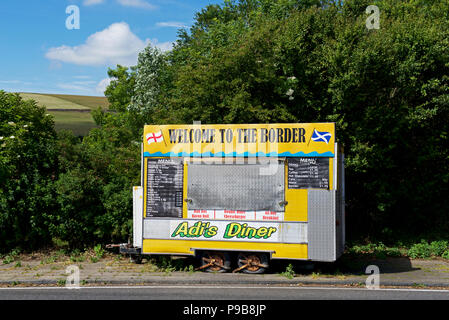 Die Grenze Diner - geschlossen - auf der A 1, an der Grenze England-Scotland, Großbritannien Stockfoto