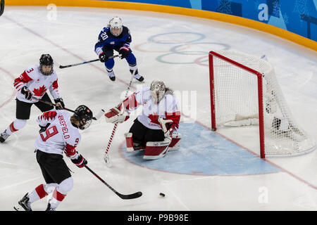 Goalie Shannon Szabados (CAN) während die Goldmedaille der Frauen Eishockey Spiel USA Kanada bei den Olympischen Winterspielen PyeongChang 2018 vs. Stockfoto