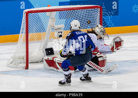 Goalie Shannon Szabados (CAN) während die Goldmedaille der Frauen Eishockey Spiel USA Kanada bei den Olympischen Winterspielen PyeongChang 2018 vs. Stockfoto