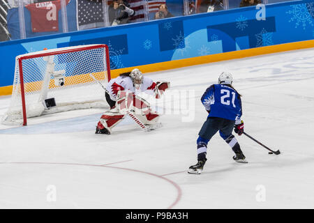 Goalie Shannon Szabados (CAN) während die Goldmedaille der Frauen Eishockey Spiel USA Kanada bei den Olympischen Winterspielen PyeongChang 2018 vs. Stockfoto