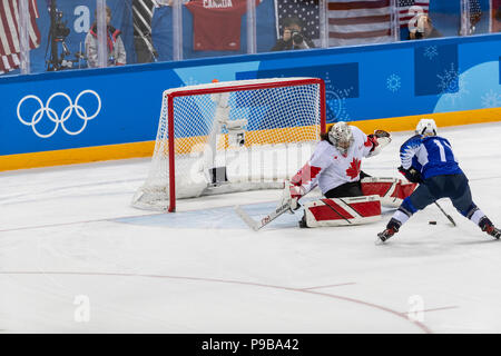 Goalie Shannon Szabados (CAN) während die Goldmedaille der Frauen Eishockey Spiel USA Kanada bei den Olympischen Winterspielen PyeongChang 2018 vs. Stockfoto