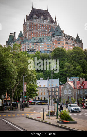 Chateau Frontenac Hotel in Quebec City Blick von der unteren Stadt Stockfoto