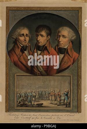 Die drei französischen Konsuln: von Jean-Jacques Régis de Cambacérès, Napoléon Bonaparte und Charles-Fran çois Lebrun. Museum: private Sammlung. Stockfoto