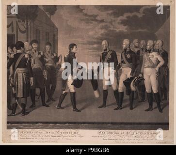 Tilsit Treffen der drei Monarchen auf Juli 1807. Museum: private Sammlung. Stockfoto