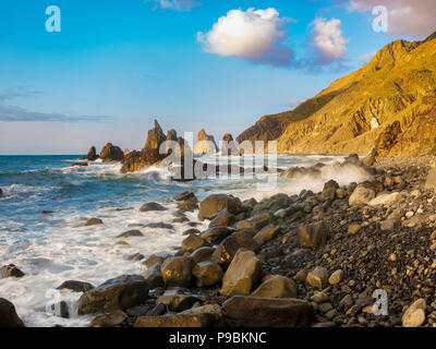 Schönen Sonnenuntergang am Meer, Strand, Strand, Teneriffa Benijo Stockfoto