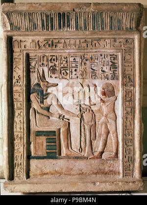 Stele der königlichen Schreiber Ipi. Museum: Staatliche Eremitage, St. Petersburg. Stockfoto