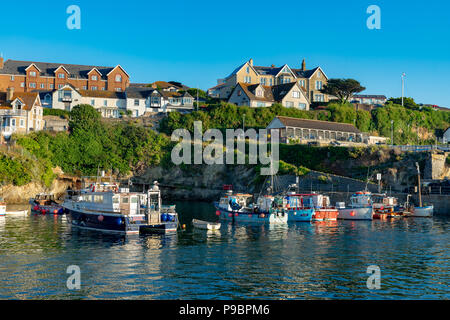 Newquay Cornwall England Juli 15, 2018 Am frühen Morgen Licht am Hafen von Newquay Stockfoto