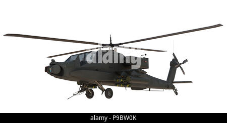 Ah 64 Apache Kampfhubschrauber isoliert auf weißem Stockfoto