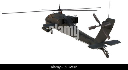 Ah 64 Apache Kampfhubschrauber isoliert auf weißem Stockfoto