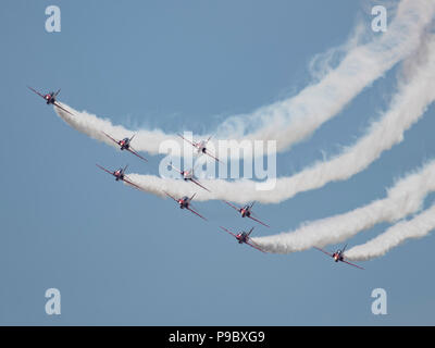 Die roten Pfeile aerobatic Team Anzeige bei der jährlichen RNAS Yeovilton Air Tag Stockfoto