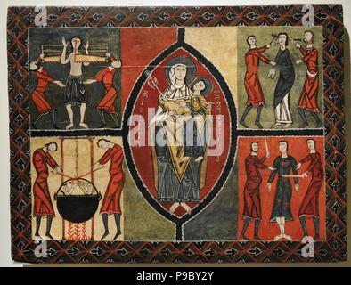 Frontale Altar von Durro. Anonym. Romanische. Mitte des 12. Jahrhunderts. Von der Kapelle des Heiligen Quirc von Durro, Provinz Lleida. Nationalen Kunstmuseum von Katalonien. Barcelona. Katalonien. Spanien. Stockfoto