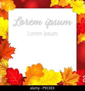 Herbst Blätter Eiche Ahorn Hintergrund Zurück zur Schule Stock Vektor