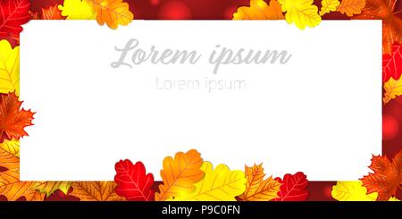 Herbst Blätter Eiche Ahorn Hintergrund Zurück zur Schule Stock Vektor