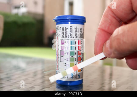 Prüfen wasser Teststreifen für Spa Stockfoto