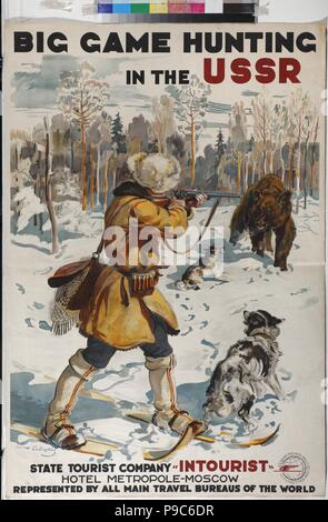 Großwildjagd in der UDSSR (Plakat der Intourist Unternehmen). Museum: Russian State Library, Moskau. Stockfoto